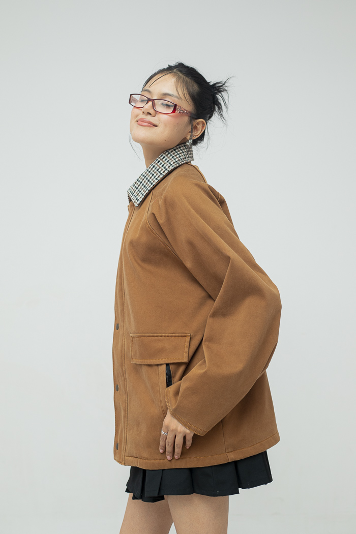 Classic Check Collar Suede Jacket